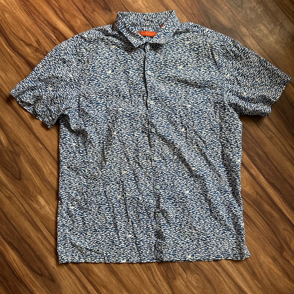 Men's Blue Large Tori Richard shark shirt